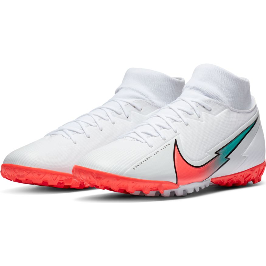 Nike Mercurial Superfly 7 Academy Turf Soccer Shoe - White/Flash  Crimson-Photon Dust | Soccer Unlimited USA