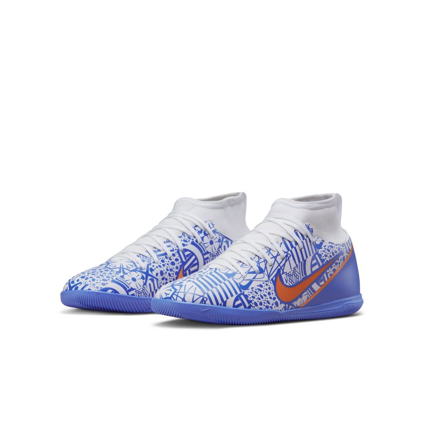 Nike Jr. Superfly 9 Indoor Soccer Shoes White/Metallic Copper-Concord | Soccer Unlimited USA
