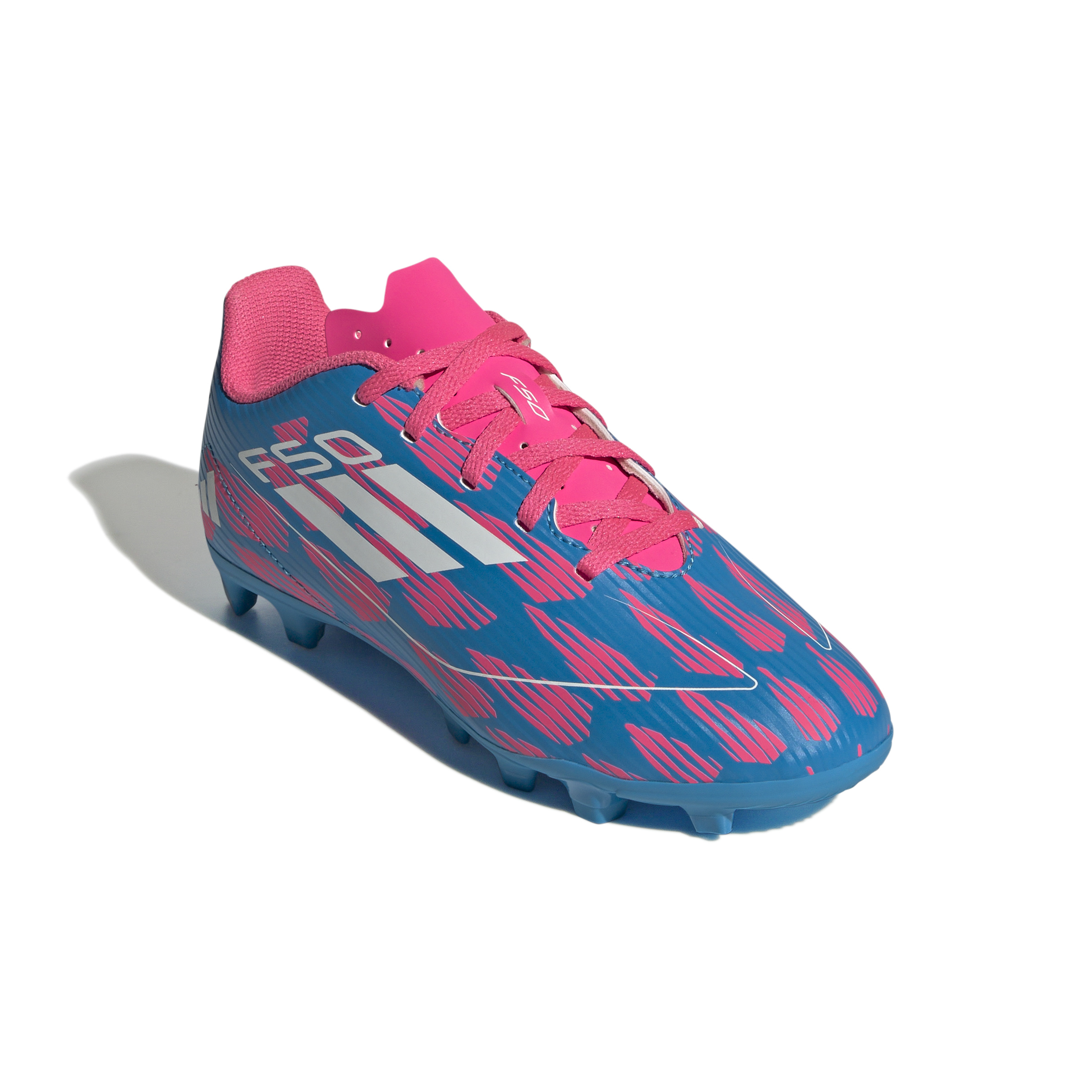 adidas F50 CLUB Flexible Ground Junior Soccer Cleat - Solar Blue/Cloud White/Solar Pink - 2